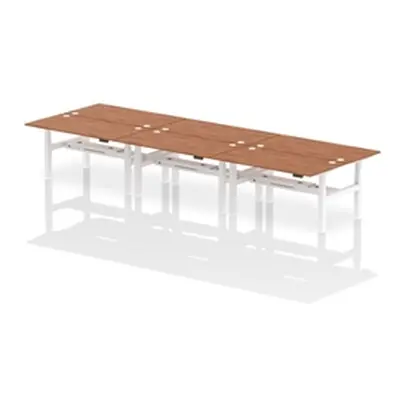 Air B2B 1600x800mm Height Adjustable 6P Bench Desk CP Walnut/White