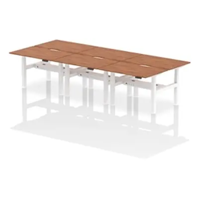 Air B2B 1200x800 Adjustable 6P Bench Desk Scalloped Walnut/White