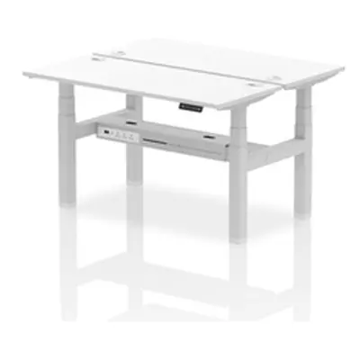 Air B2B 1400x600mm Height Adjustable 2P Bench Desk CP White/Silver