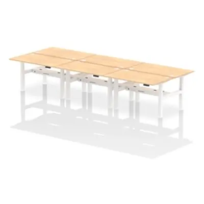 Air B2B 1400x800mm Height Adjustable 6P Bench Desk CP Maple/White