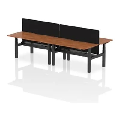 Air B2B 1600x800 Adjustable 4P Bench Desk Scallop Walnut/Black +Screen