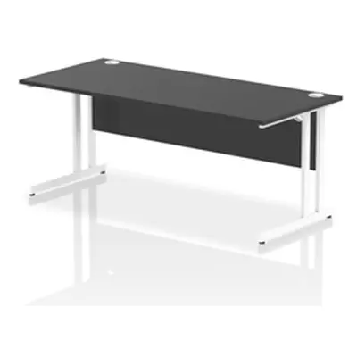 Impulse 1800x800mm Straight Office Desk Black Top White Cantilever Leg