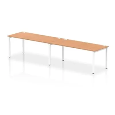 Impulse Bench Single Row 2 Person 1800 White Frame Bench Desk Oak