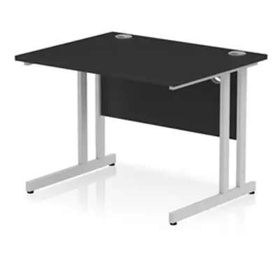 Impulse 1000x800mm Straight Desk Black Top Silver Cantilever Leg