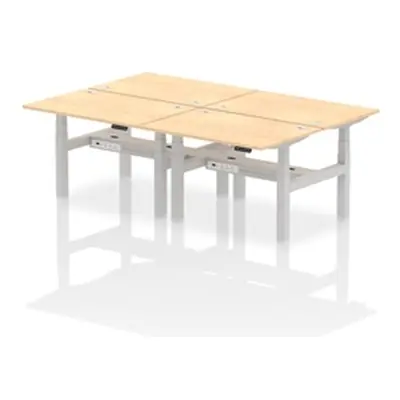 Air B2B 1200x800mm Height Adjustable 4P Bench Desk CP Maple/Silver