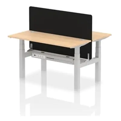 Air B2B 1400x600mm Adjustable 2P Bench Desk CP Maple/Silver + Screen