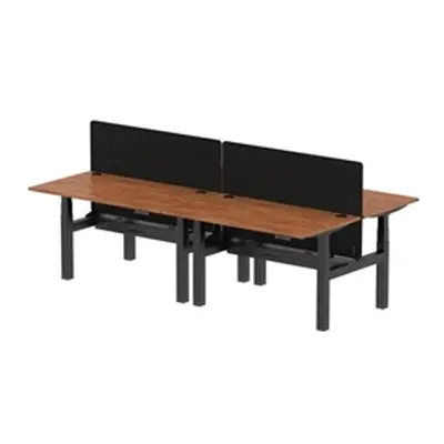 Air B2B 1400x800mm Adjustable 4P Bench Desk CP Walnut/Black + Screen