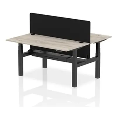 Air B2B 1600x800mm Adjustable 2P Bench Desk CP Grey Oak/Black + Screen