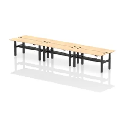 Air B2B 1800x600mm Height Adjustable 6P Bench Desk CP Maple/Black