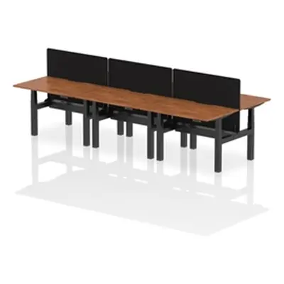 Air B2B 1200x800 Adjustable 6P Bench Desk Scallop Walnut/Black +Screen