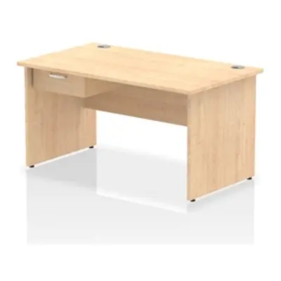 Impulse 1400x800 Desk Maple Top Panel End 1x1 Drawer Fixed Ped