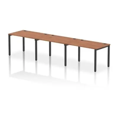 Impulse Bench Single Row 3 Person 1200 Black Frame Bench Desk Walnut