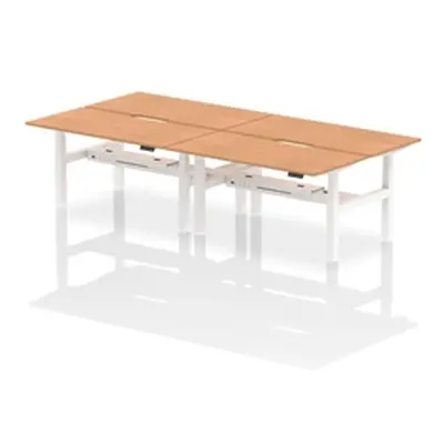 Air B2B 1600x800mm Height Adjustable 4P Bench Desk Scalloped Oak/White