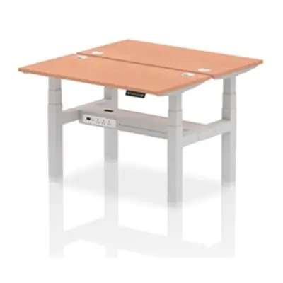 Air B2B 1200x600mm Height Adjustable 2P Bench Desk CP Beech/Silver