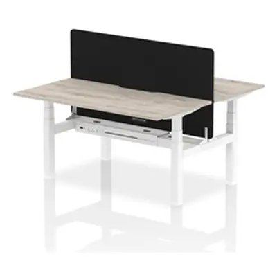 Air B2B 1600x800 Adjustable 2P Bench Desk Scallop Gry Oak/White/Screen