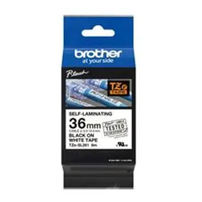 Brother P-Touch 36mm Black on White Labelling Tape TZE-SL261