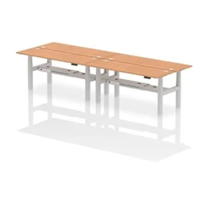 Air B2B 1800x600mm Height Adjustable 4P Bench Desk CP Oak/Silver