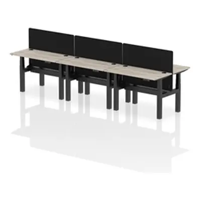 Air B2B 1200x600mm Adjustable 6P Bench Desk CP Grey Oak/Black + Screen