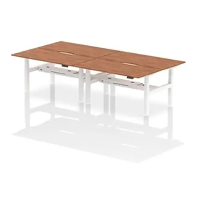 Air B2B 1600x800 Adjustable 4P Bench Desk Scalloped Walnut/White