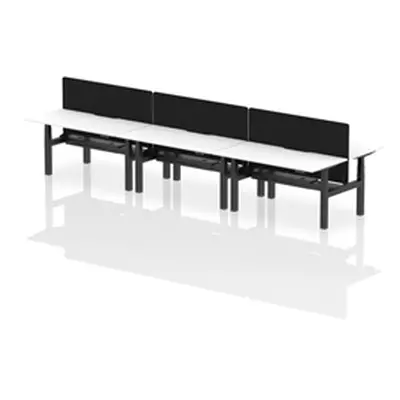 Air B2B 1600x800 Adjustable 6P Bench Desk Scalloped White/Black/Screen