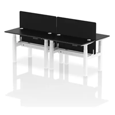 Air B2B 1200x600mm Adjustable 4P Bench Desk CP Black/White + Screen