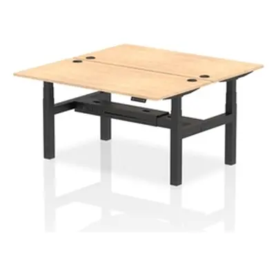 Air B2B 1600x800mm Height Adjustable 2P Bench Desk CP Maple/Black