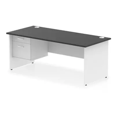 Impulse 1800x800 Desk Black/White Panel End Leg 1x2 Drawer Fixed Ped