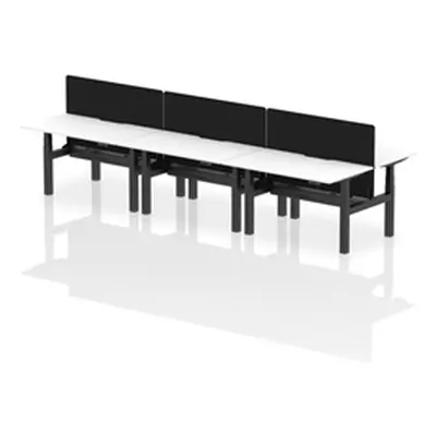 Air B2B 1400x800 Adjustable 6P Bench Desk Scallop White/Black + Screen