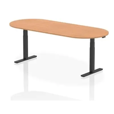 Impulse 2400mm Boardroom Table Oak Top Black Height Adjustable Leg