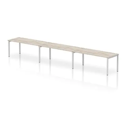 Impulse Bench Single Row 3 Person 1800 Bench Desk Grey Oak/Silver