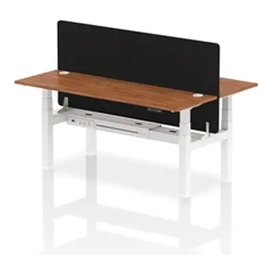 Air B2B 1800x600 Adjustable 2P Bench Desk CP Walnut/White + Screen