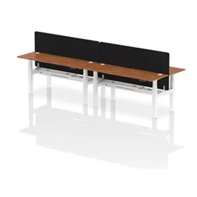 Air B2B 1800x600mm Adjustable 4P Bench Desk CP Walnut/White + Screen