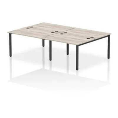 Impulse Bench B2B 4 Person 1200 Black Frame Office Bench Desk Grey Oak