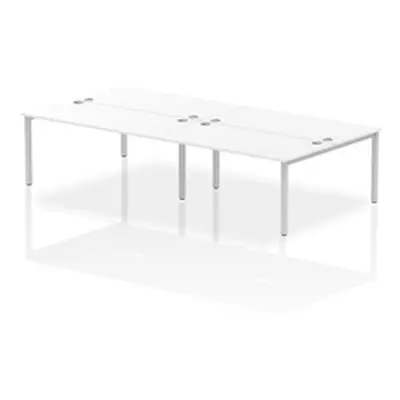 Impulse Bench B2B 4 Person 1600 Silver Frame Office Bench Desk White