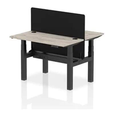 Air B2B 1200x600mm Adjustable 2P Bench Desk CP Grey Oak/Black + Screen