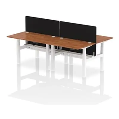 Air B2B 1200x800mm Adjustable 4P Bench Desk CP Walnut/White + Screen