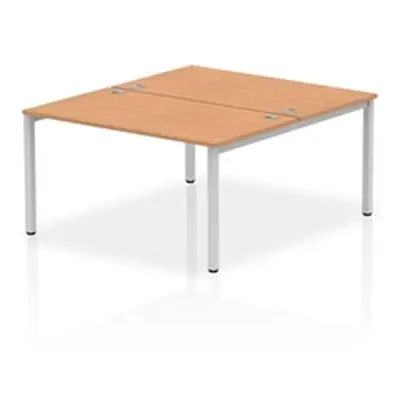 Impulse Bench B2B 2 Person 1400 Silver Frame Office Bench Desk Oak