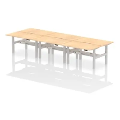 Air B2B 1400x800 Adjustable 6P Bench Desk Scalloped Maple/Silver