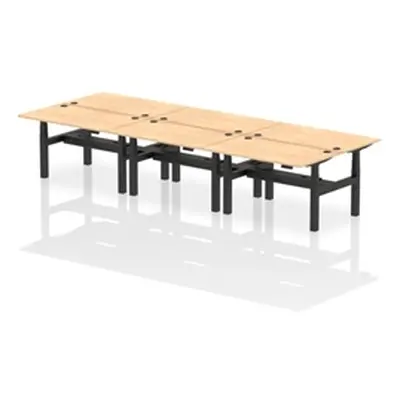 Air B2B 1400x800mm Height Adjustable 6P Bench Desk CP Maple/Black