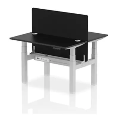 Air B2B 1200x600mm Adjustable 2P Bench Desk CP Black/Silver + Screen