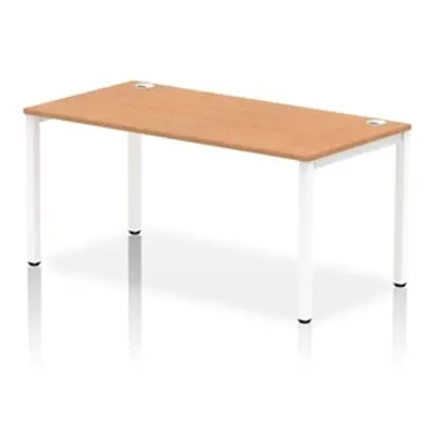 Impulse Bench Single Row 1600 White Frame Office Bench Desk Oak