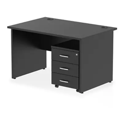 Impulse 1200x800 Desk Black Top Panel End 3 Drawer Mobile Pedestal