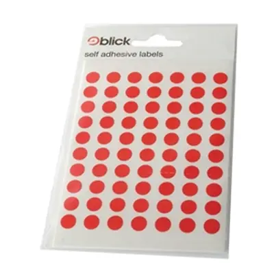 Blick Coloured Labels in Bags Round 8mm Dia 490 Per Bag Red (9800 Pk)