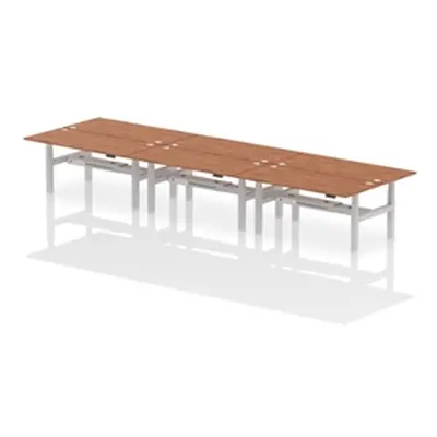 Air B2B 1800x800mm Height Adjustable 6P Bench Desk CP Walnut/Silver