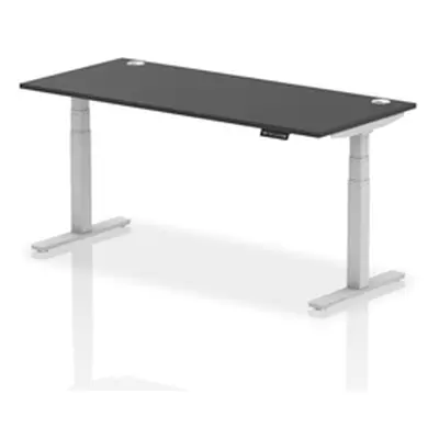 Air 1800x800mm Height Adjustable Desk Black Top Cable Ports Silver Leg