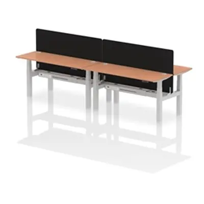 Air B2B 1600x600mm Adjustable 4P Bench Desk CP Beech/Silver + Screen