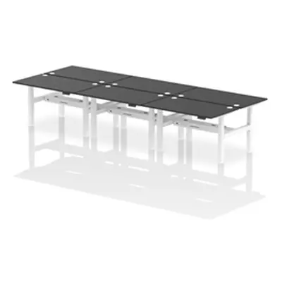 Air B2B 1400x800mm Height Adjustable 6P Bench Desk CP Black/White