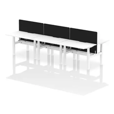 Air B2B 1200x800 Adjustable 6P Bench Desk Scallop White/White + Screen