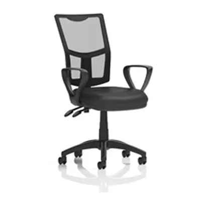 Eclipse Plus II Operator Chair Mesh Back Black Leather Seat loop Arms