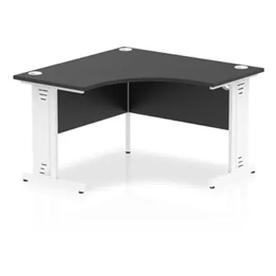 Impulse 1200mm Corner Office Desk Black Top White Cable Managed Leg